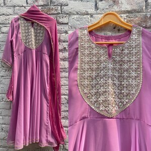 Mauve Anarkali Dress Salwar Suit set Georgette ethnic party wear plus size custom stitched dresses for women girls - Made to measure outfit