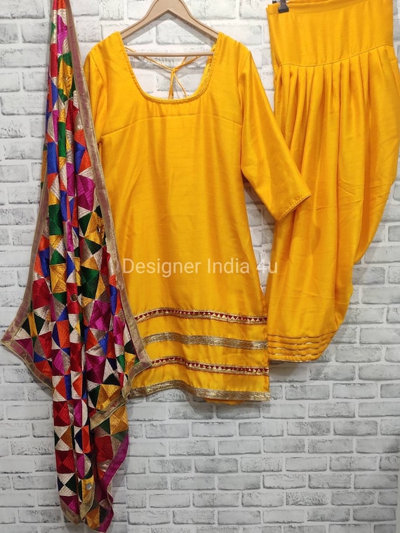 KCA Phulkari Bagh Kurti Salwar Dupatta Set – SWASTIK CREATIONS The Trend  Point