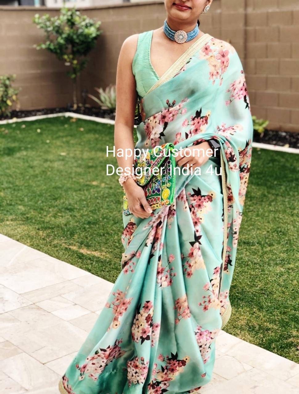 サリー (Saree) 3点セット Buy Yellow Muslin Floral Printed Saree With Mirror Work And