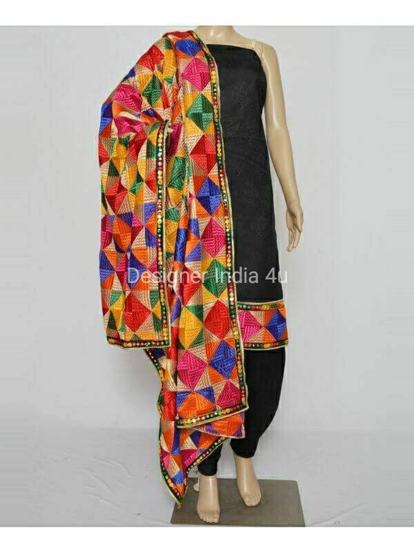 Punjabi suit with fulkari dupatta Outlet