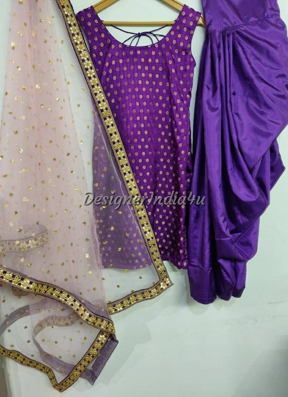 Purple Salwar Kameez Punjabi Patiala Suit with Net Dupatta for Women