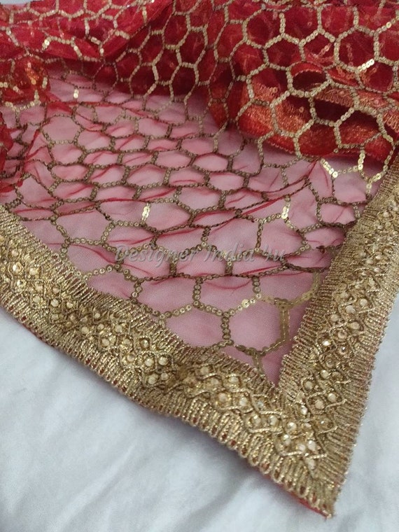 Wedding Bridal Designer Red Lace Dupatta Chunni Stole Scarves - Etsy UK
