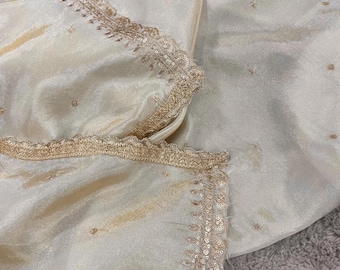 Tissue Dupatta Silk Embroidered Indian Shawl Stole for Women