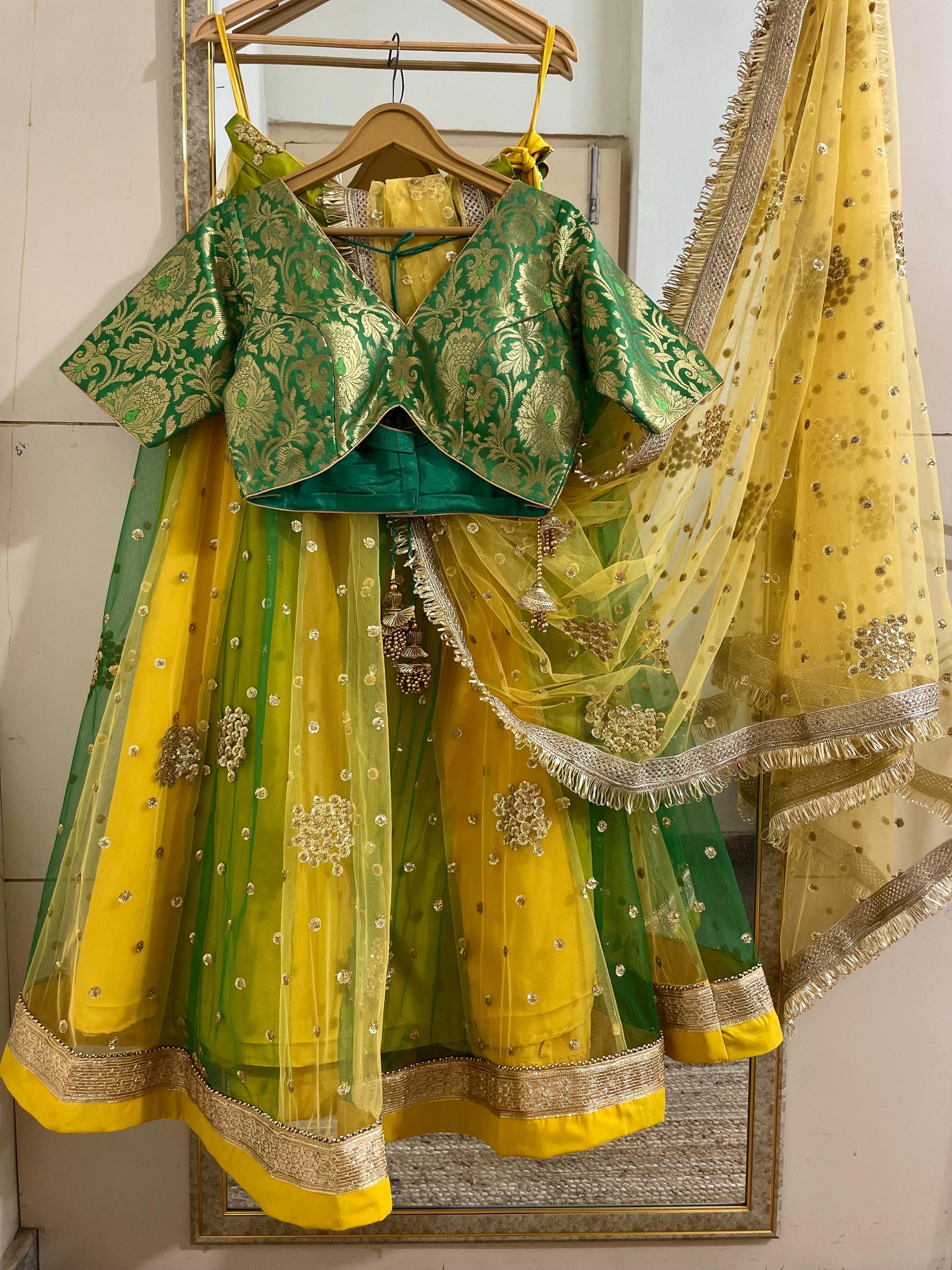 green and yellow mehndi dress Outfit yellow and green color combination dress