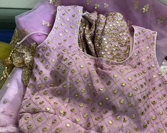 Mirror Work Sharara Suit: Georgette Kurti, Net Dupatta, Sequin