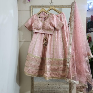 Wedding Lehenga blouse blush pink Indian designer outfit for women
