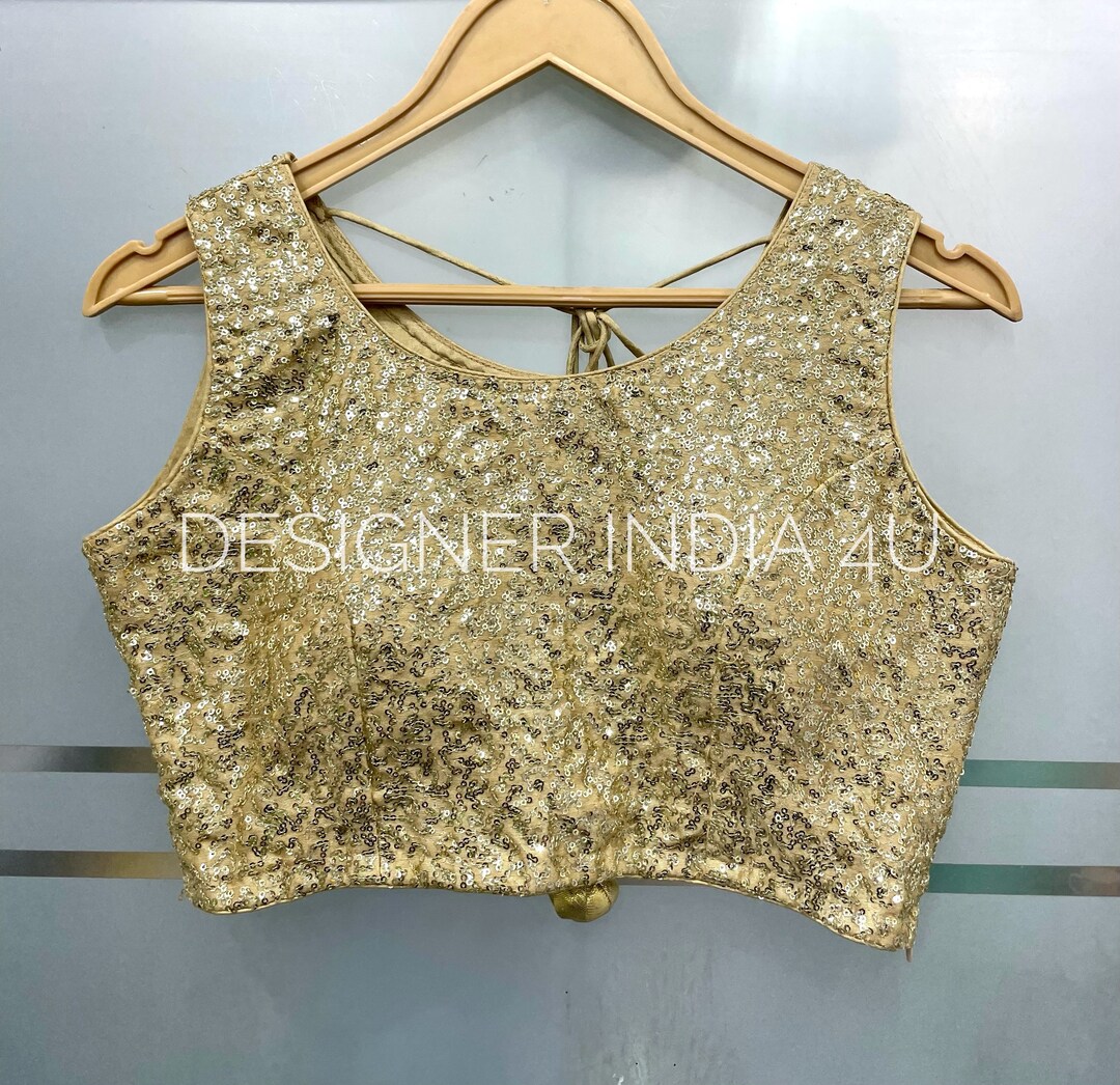 Blusa bordada con lentejuelas doradas Lite para mujer blusas de disenador para fiesta Etsy Espana