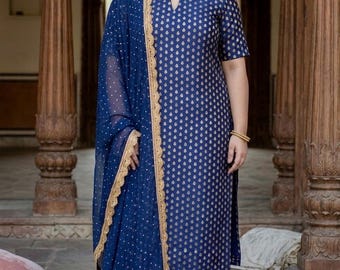 Salwar Kameez Indiskt etniskt kurtaset med dupatta för kvinnor