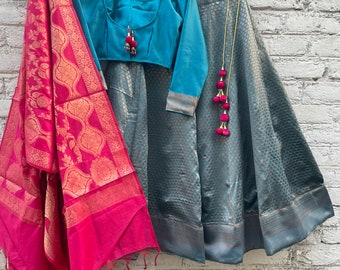 Lehenga Choli Banarasi Dupatta Indian Wedding Guest Outfit Ready to Wear