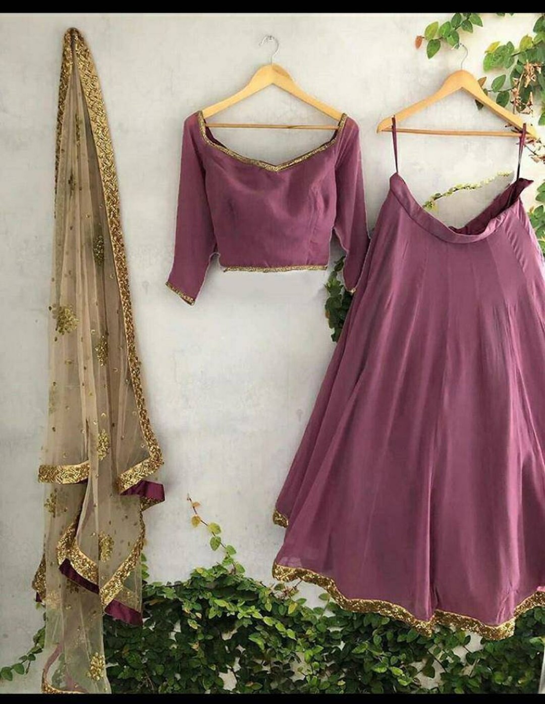 Graceful Mauve Velvet Lehenga with Beaded Embroidery & Dupatta Ethnic Occasion Wear - Buy