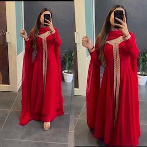 Red Anarkali Salwar Kameez Punjabi Suit salwar plain simple Indian outfit Pakistani dress - Made to measure outfit