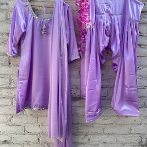 Lilac Punjabi suit silk outfit shalwar kameez women Pakistani suits custom stitched indian dress - Made to measure outfit