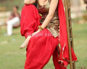 Paljett Salwar Kameez-kostym Punjabi Patiala festklädsel - Skräddarsydd klädsel