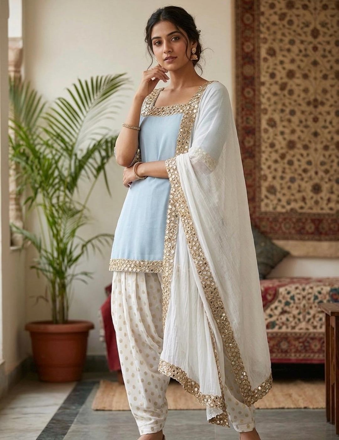 punjabi dress Indian Designer Salwar Kameez Party Custom Size a satin bottom Latest Punjabi Suit Design for