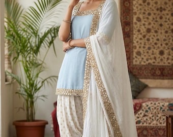 Indyjska designerska sukienka imprezowa Punjabi Salwar Kameez w niestandardowym rozmiarze