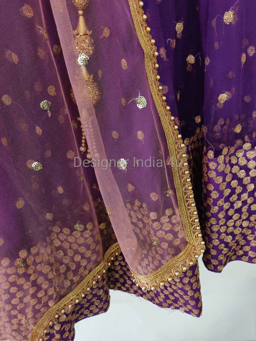 Lehenga Made to order Indian Pakistani designer Purple with | Etsy