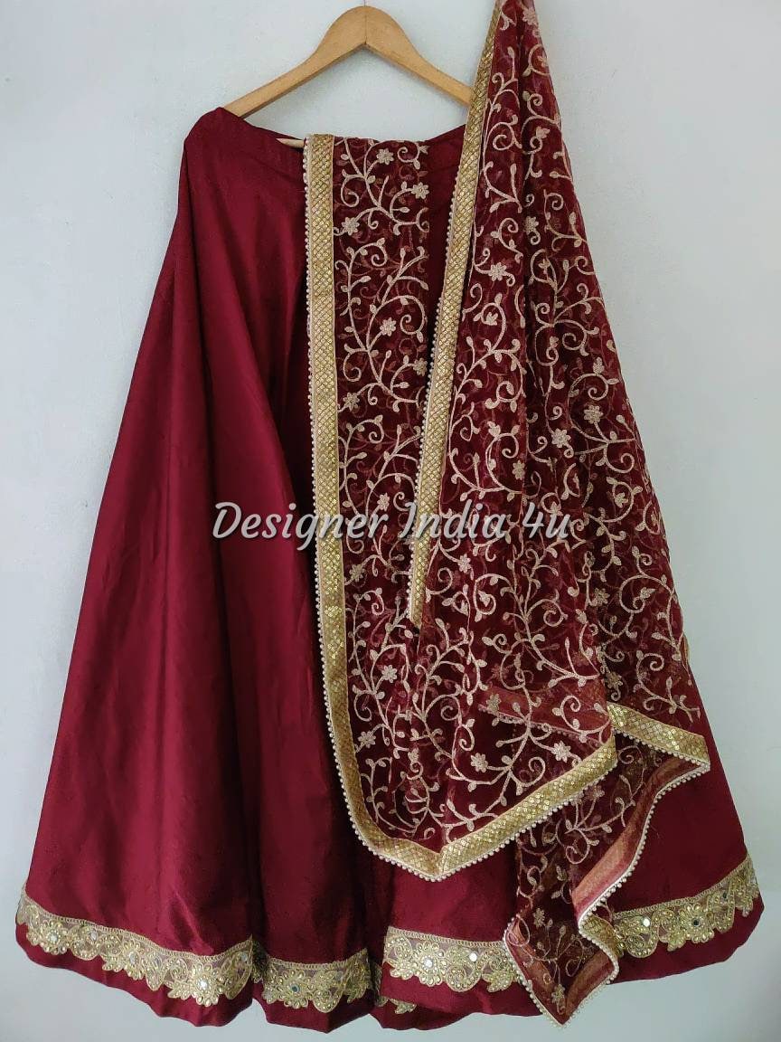 maroon party wear lehenga