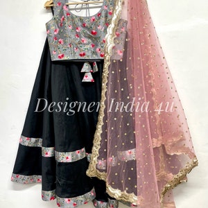 Lehenga choli floral blouse Wedding Party Wear silk Lehengas for USA Women Custom made Plus Size- Made to measure outfit