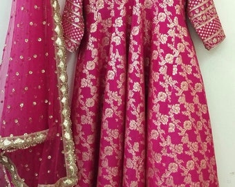 Anarkali Gown Party Wear Pink Wedding Suit for women Custom Stitched Designer Indian Long  Dress for Girls - Made to measure outfit