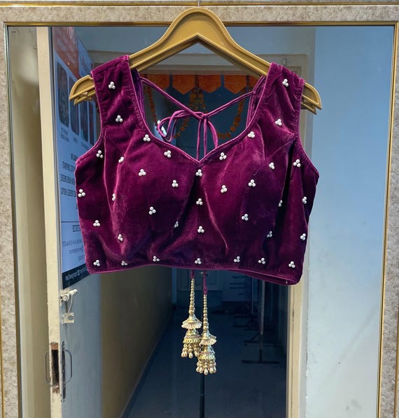 Velvet Readymade Blouse for Women ,custom Stitched Choli, Girls