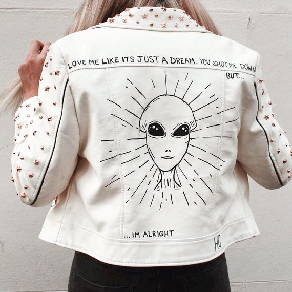 white faux leather jacket