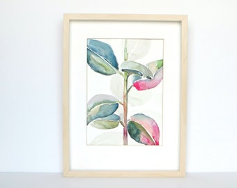 Watercolour Original Ficus Plant Painting