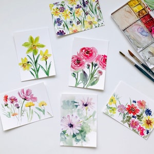 Bloemen aquarelkaarten, blanco A6-kaarten voor verjaardag, jubileum of Moederdag