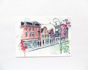 A5 PRINT of Amsterdam from an Original Watercolour Painting - City Art