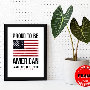 Proud To Be American Wall Art, Home Office Decor, Wall Decor, American Wall Art,  American Flag, Patriotic Decor, Statue of Liberty