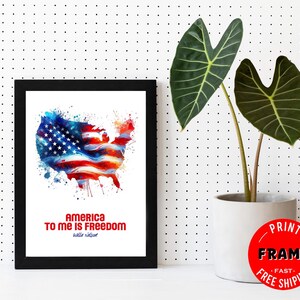 America To Me Is Freedom Wall Art, Home Office Decor, Wall Decor, American Wall Art,  American Flag, Patriotic Decor, Statue of Liberty