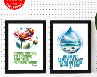 Framed Rumi Quote Poster, Spiritual Quote, Rumi Poem, Rumi Quote Wall Art, Rumi Home Deco, Mental Health  Poster SET OF TWO