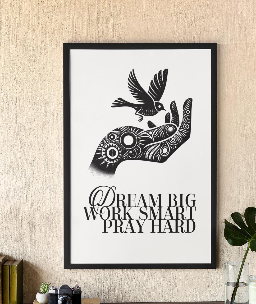 Smart Prayer Pattern Dream Big Work Smart Pray Hard, Islamic Framed Poster, Quran Verse ...
