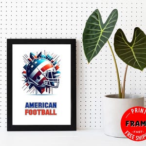 American Football Framed Wall Art, Home Office Decor, Wall Decor, American Wall Art,  American Flag, Patriotic Decor, US Flag, USA decor