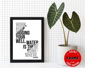 Keep Digging Your Well, Framed Rumi Quote Poster, Spiritual Quote, Rumi Poem, Rumi Quote Wall Art, Rumi Home Deco