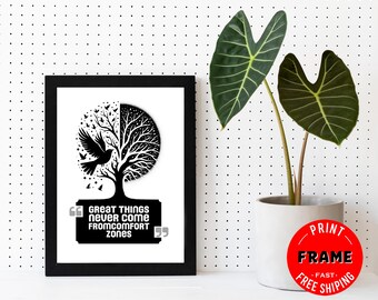 Great Things, Framed Inspirational & Motivational Wall Art, Home Office Decor, Mental Health Quote, Positive Quote, Motivational Quote
