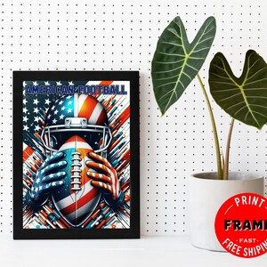 American Football Framed Wall Art, Home Office Decor, Wall Decor, American Wall Art,  American Flag, Patriotic Decor, US Flag, USA decor