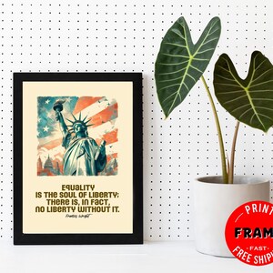Equalty Framed Wall Art, Home Office Decor, Wall Decor, American Wall Art,  American Flag, Patriotic Decor, Statue of Liberty, USA decor