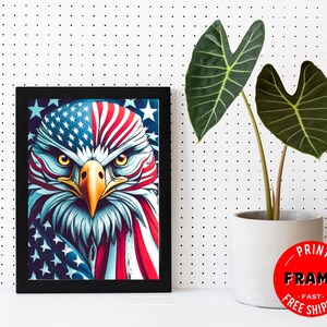 American Eagle Flag Framed Wall Art, Home Office Decor, Wall Decor, American Wall Art,  American Flag, Patriotic Decor, US Flag, USA decor