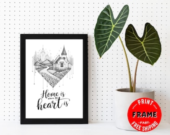 Home is, Framed Inspirational & Motivational Wall Art, Home Office Decor, Mental Health Quote, Positive Quote, Motivational Quote