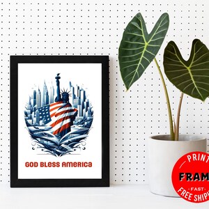 God Bless America Framed Wall Art, Home Office Decor, Wall Decor, American Wall Art,  American Flag, Patriotic Decor, US Flag, USA decor