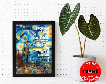 If You Hear A Voice You Say, Framed Inspirational & Motivational Wall Art, Home Office Decor, Mental Health Quotes, Positive Quotes