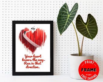 Your Heart Knows The Way, Framed Rumi Quote Poster, Spiritual Quote, Rumi Poem, Rumi Quote Wall Art, Rumi Home Deco