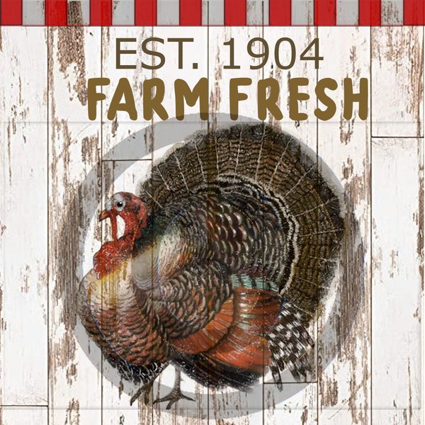 Thanksgiving Decor Farm Fresh Turkeys Fabric Transfer To Pillow Tote Tea Towels Wall Art Logos Labels Ornie Digital Download Printable