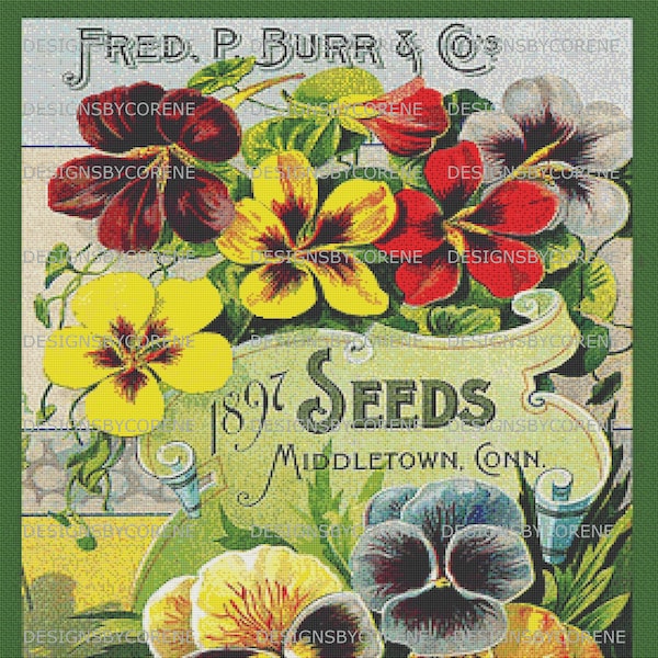Antique Flower Garden Seed Catalog Print 1897 Patio Wall Art Hanging Botanical Decoration, Seed Packet Digital Download Image