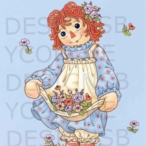 Vintage Raggedy Ann Printable Wall Art/Card, Tag, Digital Clipart, Transfer, Label, Instant Download