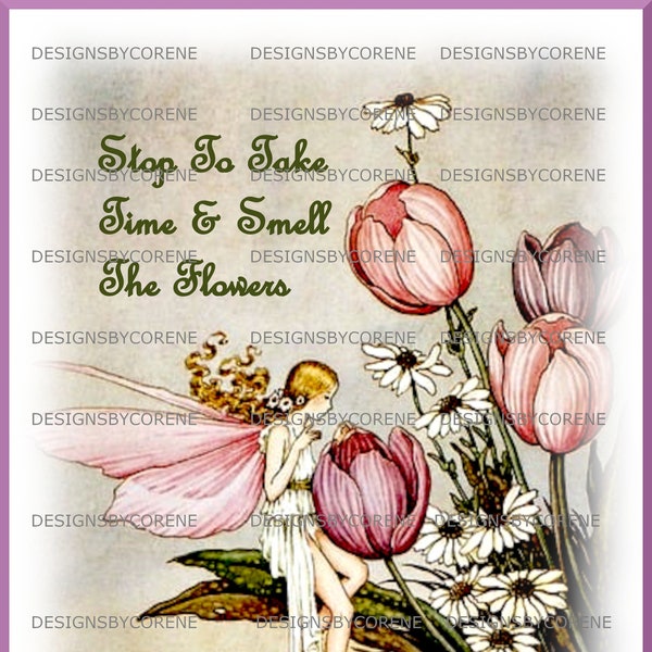 Vintage Fairy Quote Nursery Wall Art Print/Transfer/Card/Gift Tag Label Logo Scrapbook Digital Printable Instant Download