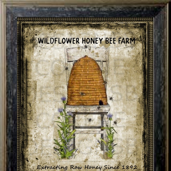 Primitive Vintage Honey Wall Art Labels Cards Tags Ornies Magnets Farmhouse Decor Instant Digital Download Printable