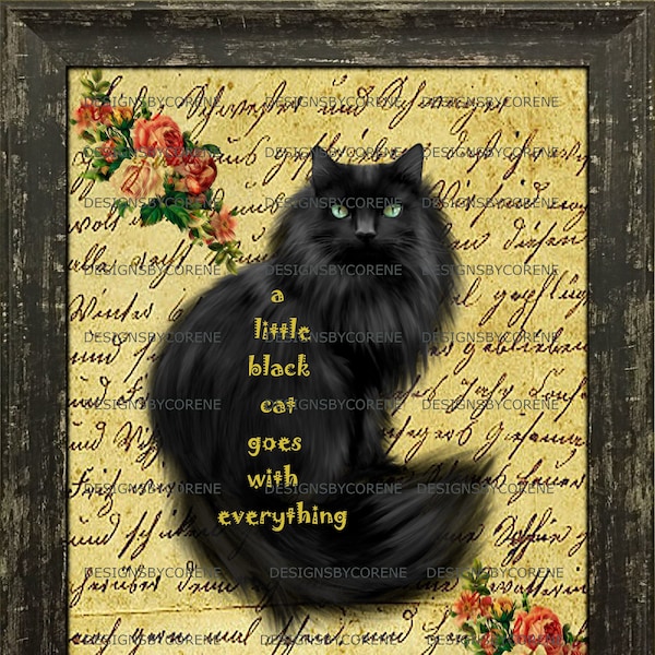 Black Cat Quote Wall Art Decor Print Digital Download Printable