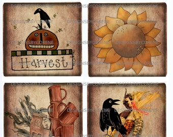 8 Primitive Country Autumn Digital Labels Many Uses! Candles, Sewing Labels, Tags, Hang tags Block Sign Crate Jar Box Crock Label