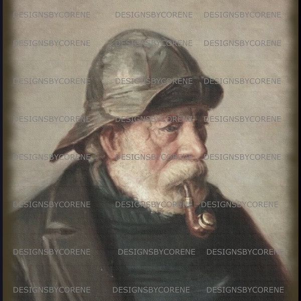 Vintage Colonial Fisherman Portrait Digital Download Image